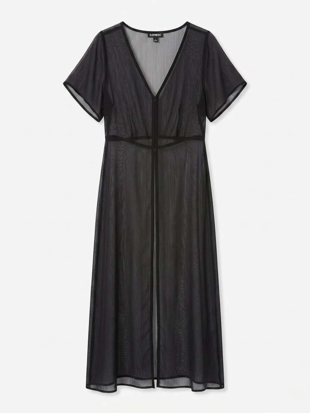Express Sheer Black Maxi Duster Kimono Cardigan Size Small EUC Goth Witch Boho